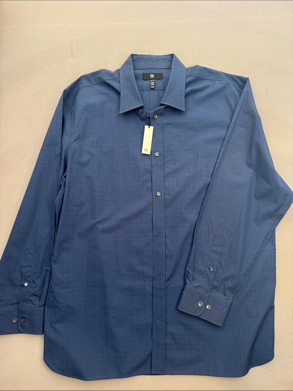 Banana Republic Men's Navy Blue Micro-Check Dress Shirt